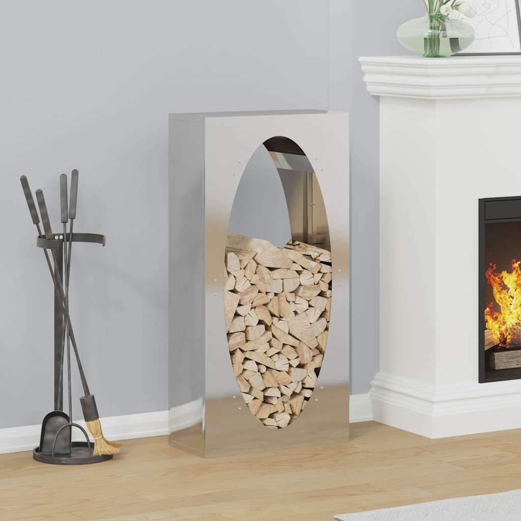 Vedstativ 50x23x100 cm rustfritt stål