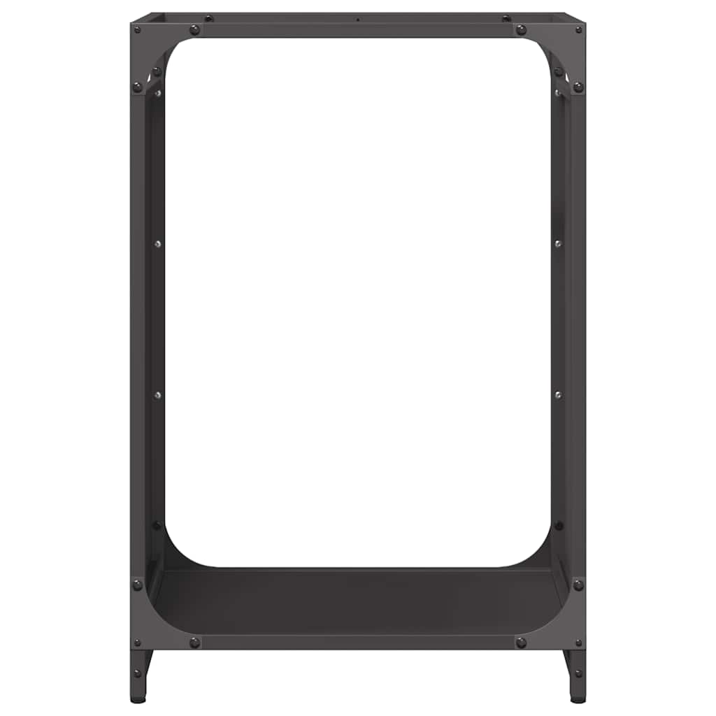 Vedstativ svart 44x28x65 cm kaldvalset stål
