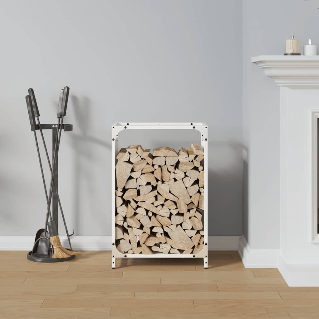 Vedstativ svart 44x28x65 cm kaldvalset stål