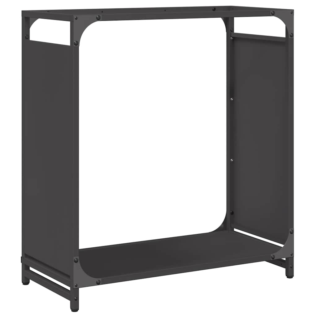 Vedstativ svart 60x28x65 cm kaldvalset stål