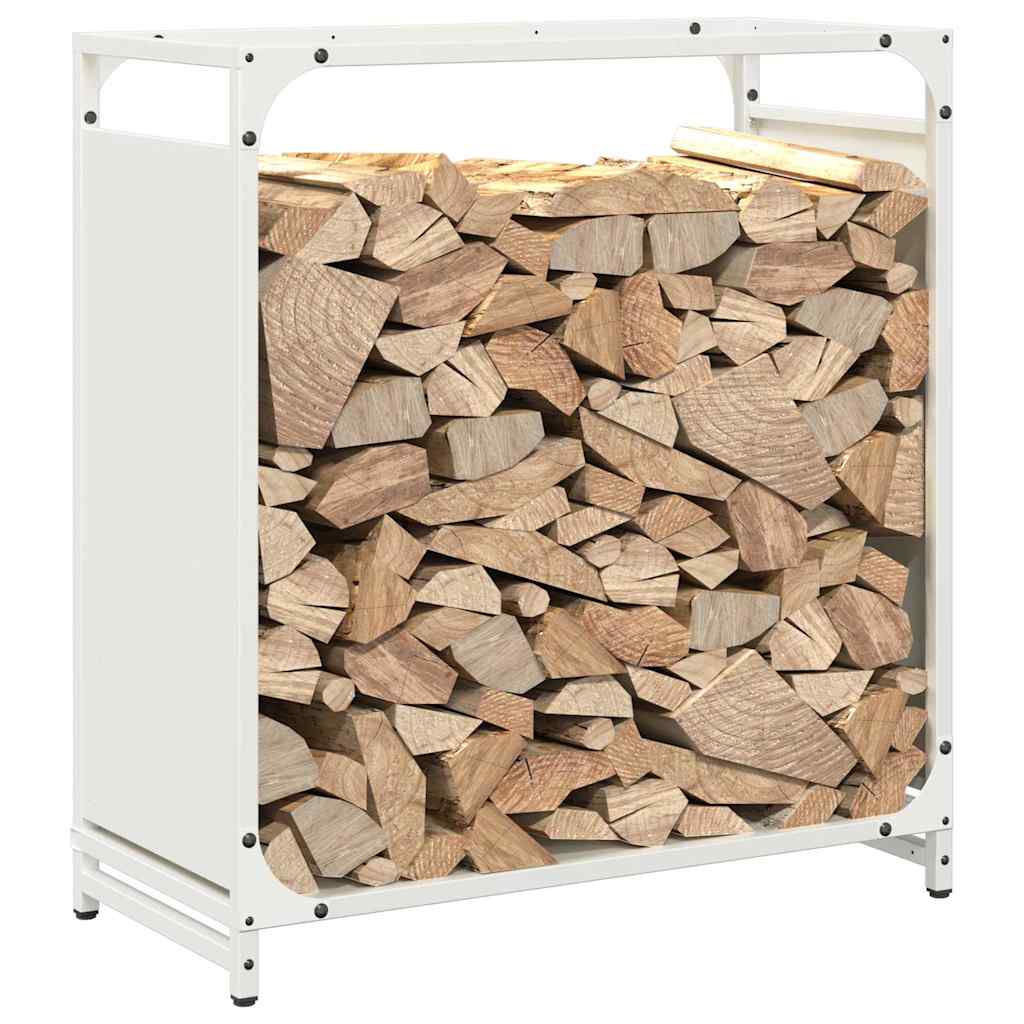Vedstativ svart 60x28x65 cm kaldvalset stål
