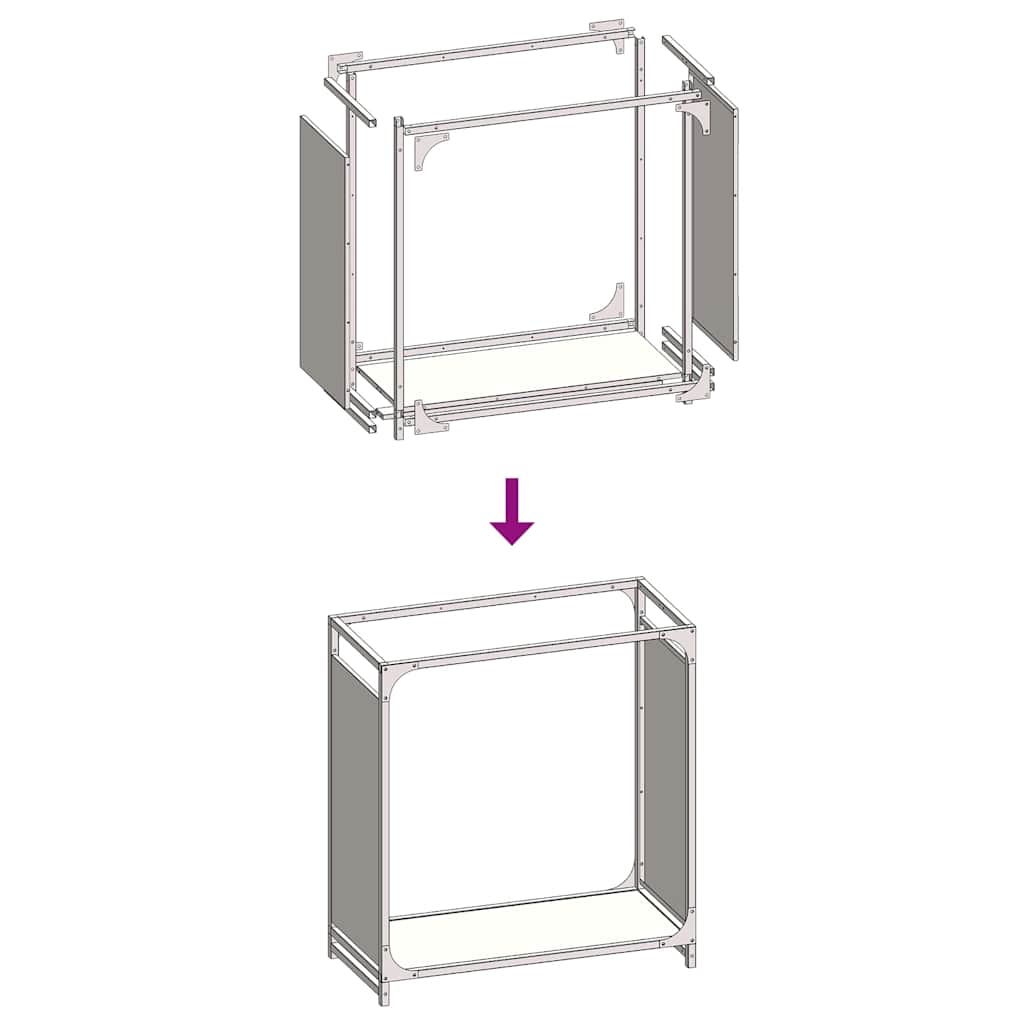 Vedstativ antrasitt 60x28x65 cm kaldvalset stål