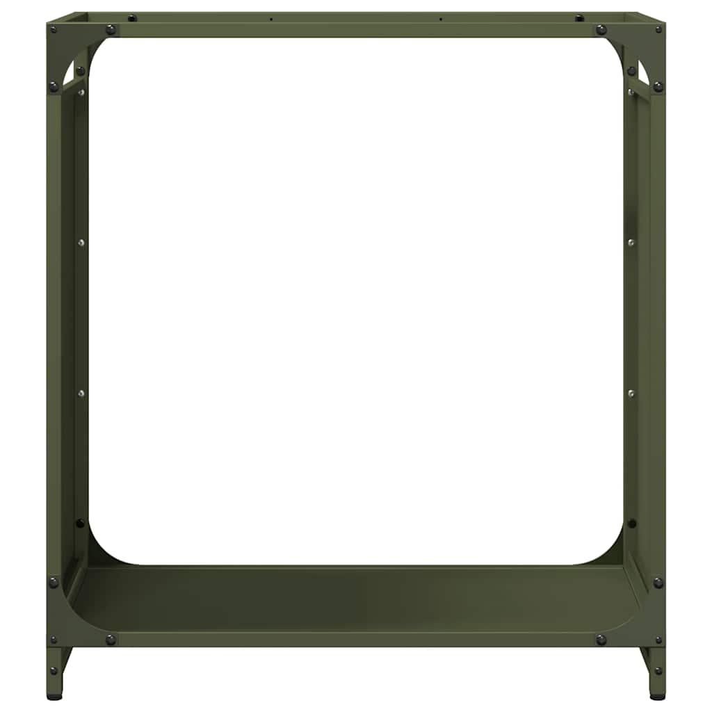 Vedstativ olivengrønn 60x28x65 cm kaldvalset stål