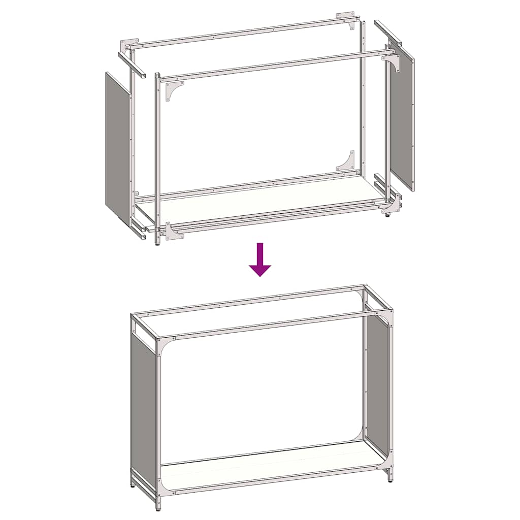 Vedstativ hvit 90x28x65 cm kaldvalset stål