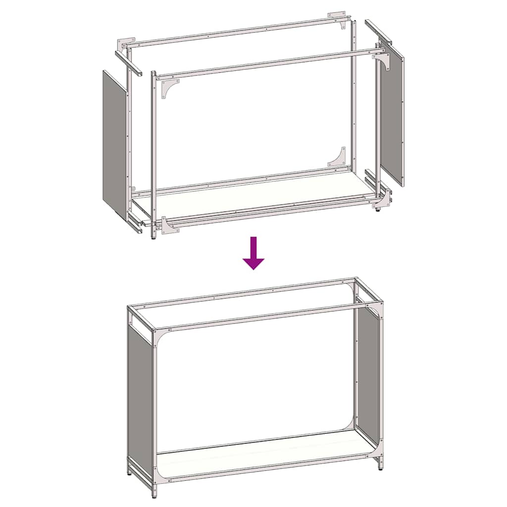 Vedstativ antrasitt 90x28x65 cm kaldvalset stål