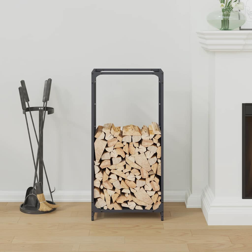 Vedstativ antrasitt 44x28x90 cm kaldvalset stål