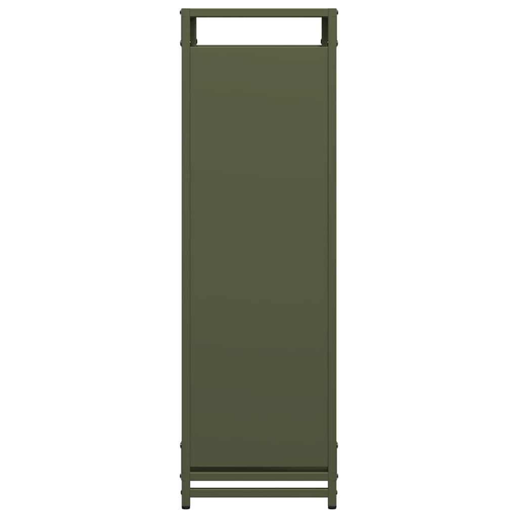 Vedstativ olivengrønn 44x28x90 cm kaldvalset stål