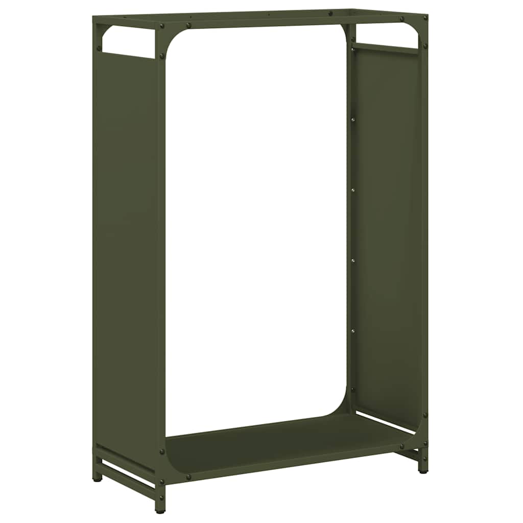 Vedstativ olivengrønn 60x28x90 cm kaldvalset stål