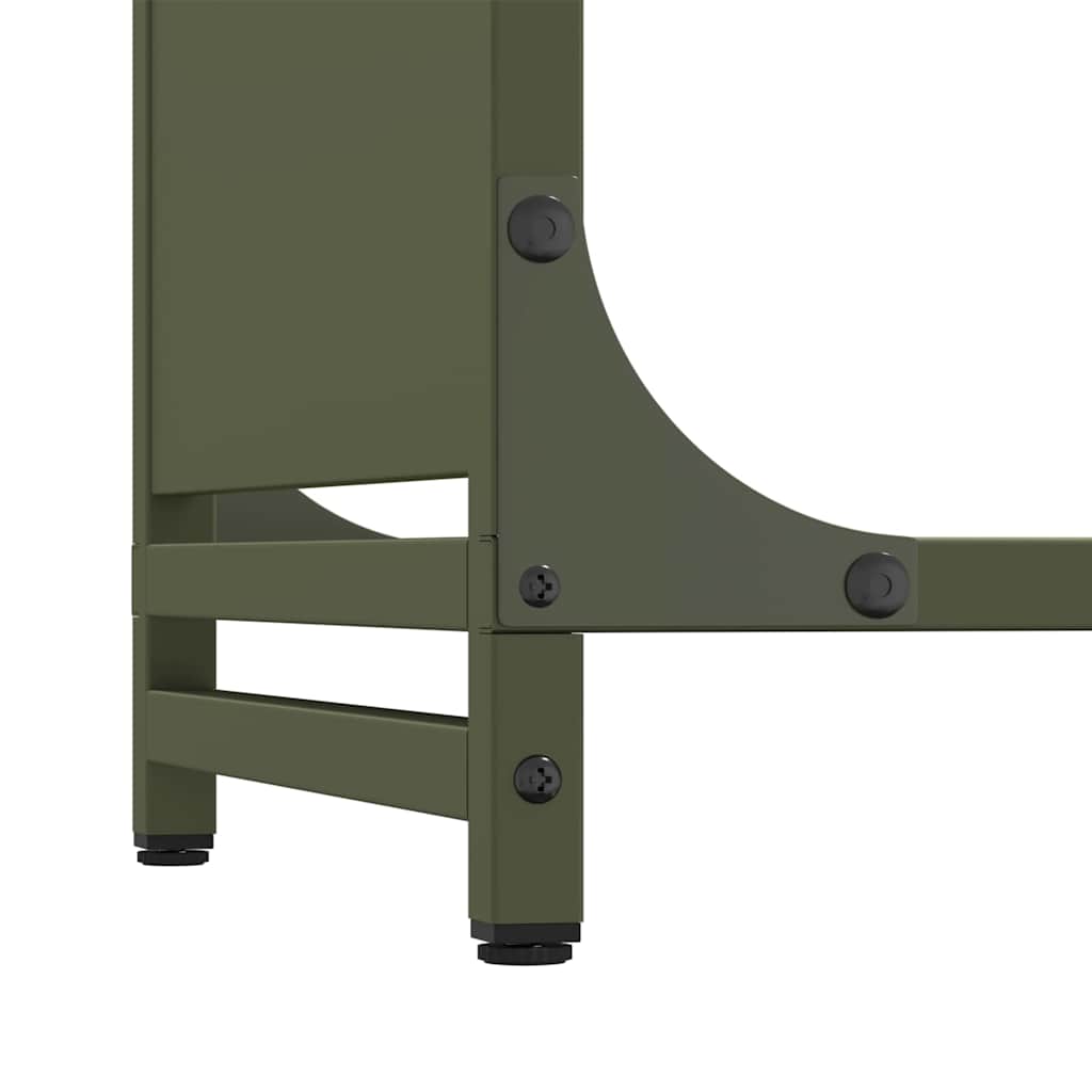 Vedstativ olivengrønn 60x28x90 cm kaldvalset stål
