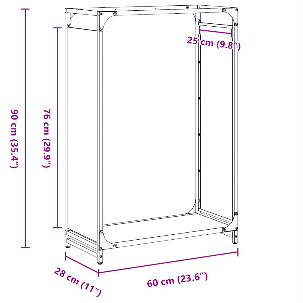 Vedstativ olivengrønn 60x28x90 cm kaldvalset stål