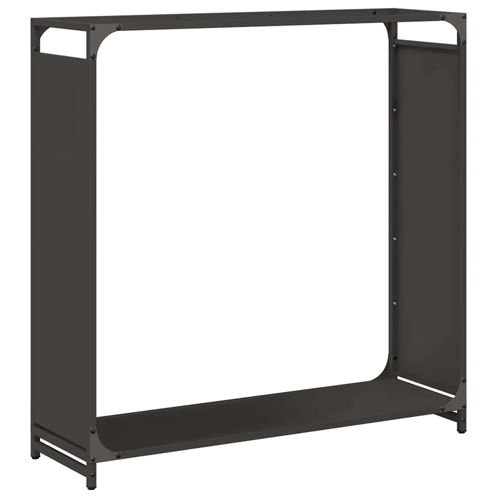 Vedstativ svart 90x28x90 cm kaldvalset stål