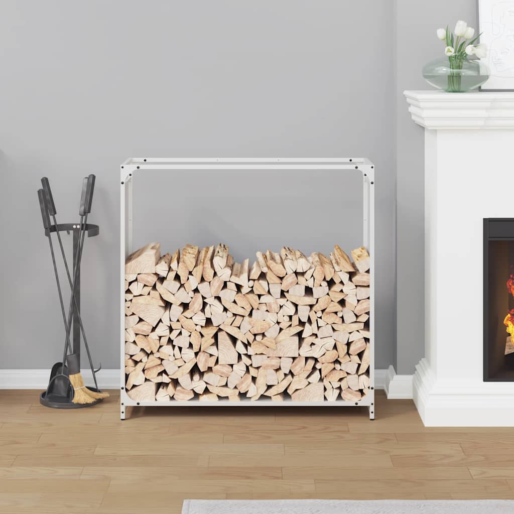 Vedstativ svart 90x28x90 cm kaldvalset stål