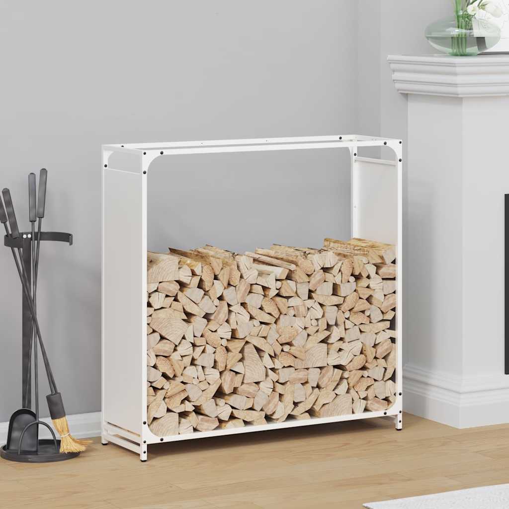 Vedstativ svart 90x28x90 cm kaldvalset stål