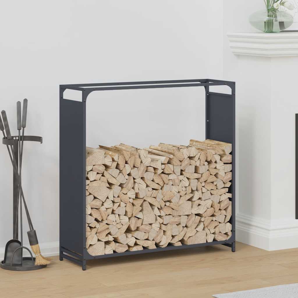 Vedstativ antrasitt 90x28x90 cm kaldvalset stål