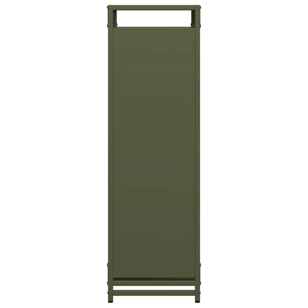 Vedstativ olivengrønn 90x28x90 cm kaldvalset stål