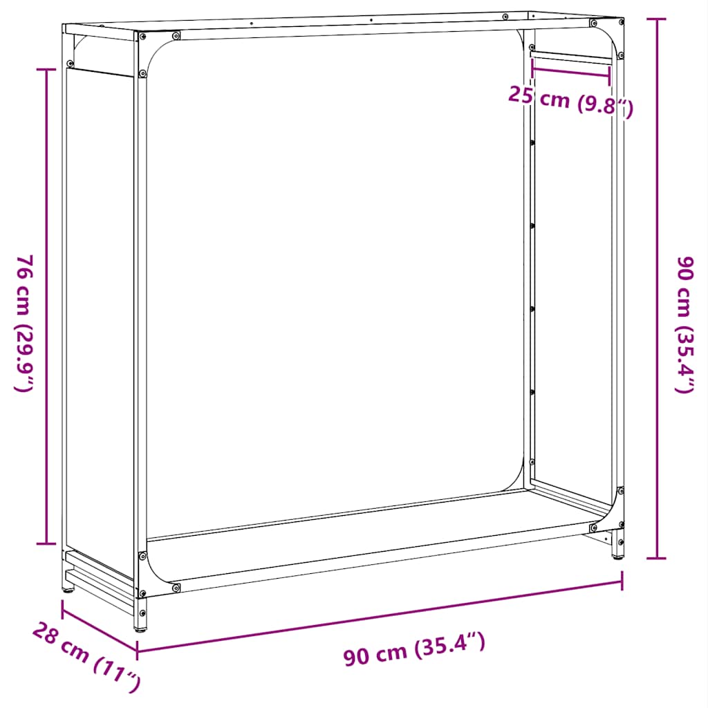 Vedstativ olivengrønn 90x28x90 cm kaldvalset stål