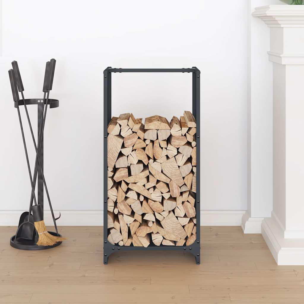 Vedstativ antrasitt 40x30x80 cm kaldvalset stål vidaXL