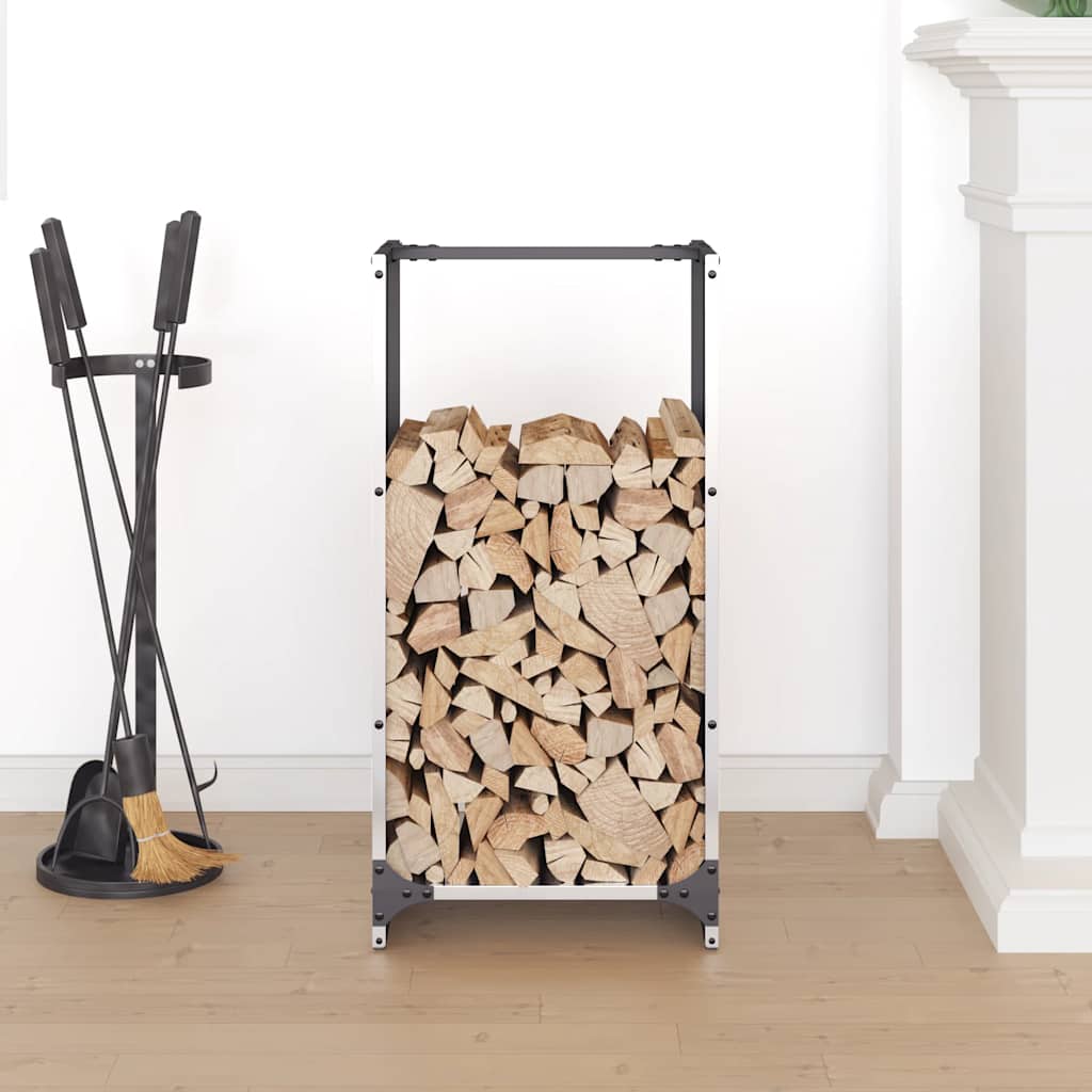 Vedstativ 40x30x80 cm rustfritt stål