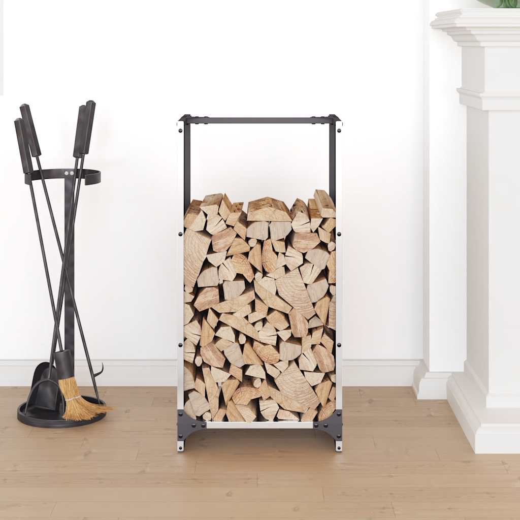 Vedstativ 40x30x80 cm rustfritt stål