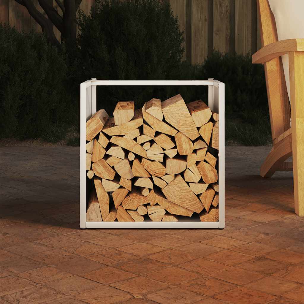 Vedstativ hvit 40x40x40 cm kaldvalset stål