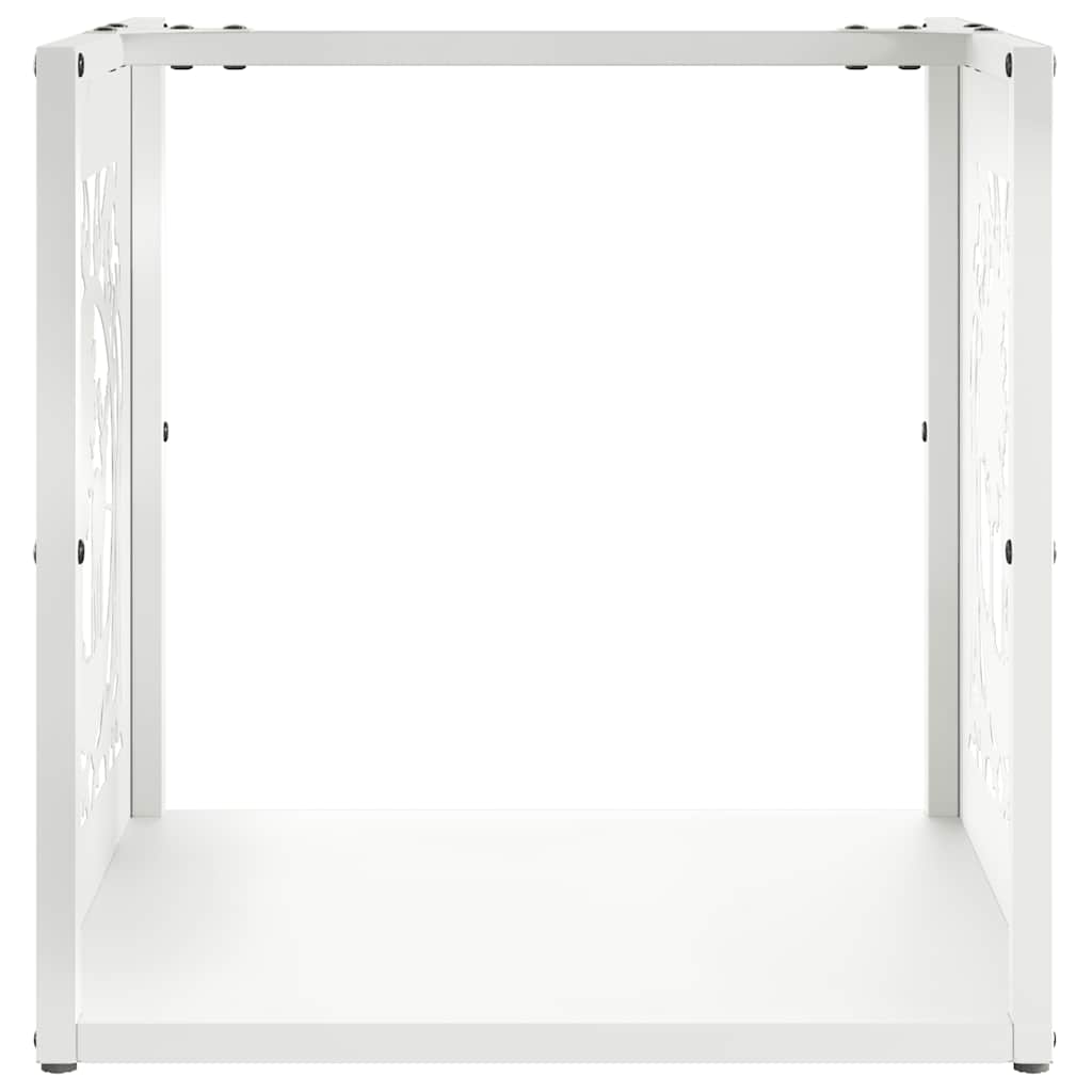 Vedstativ hvit 40x40x40 cm kaldvalset stål