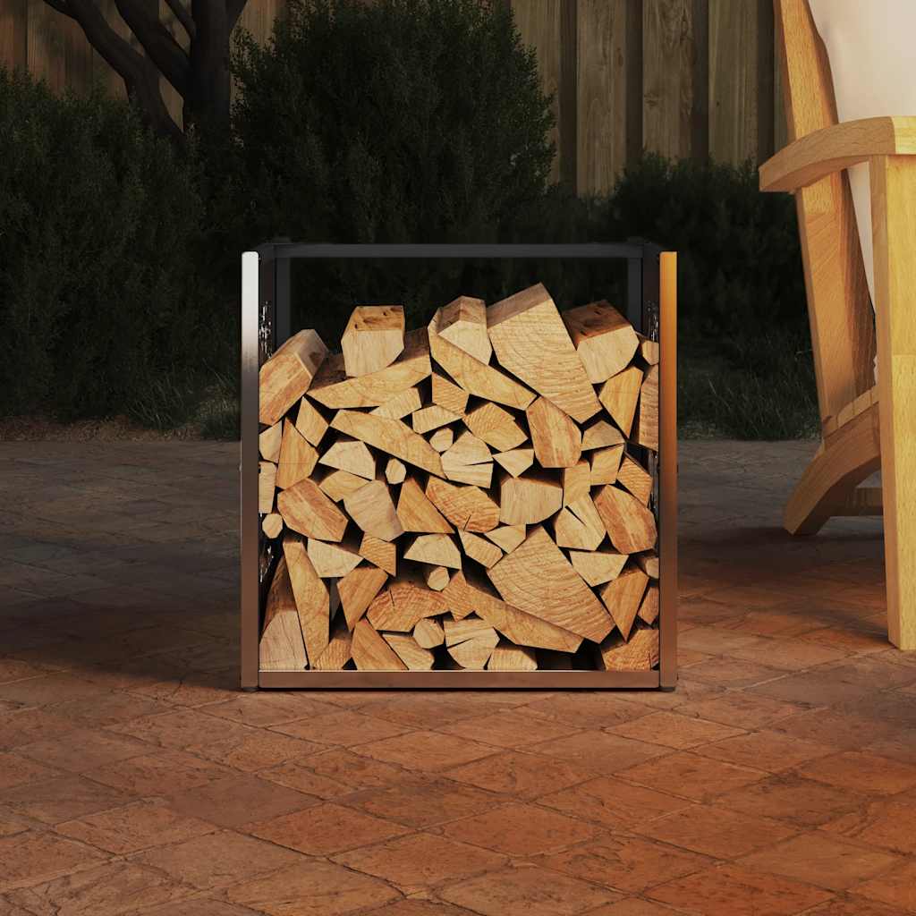 Vedstativ 40x40x40 cm rustfritt stål