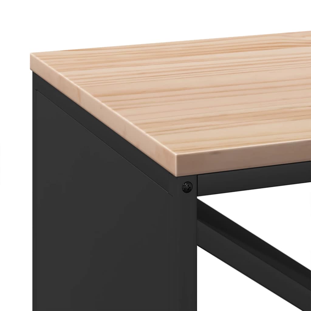 Vedstativ med tretopp svart 100,5x35,5x40 cm