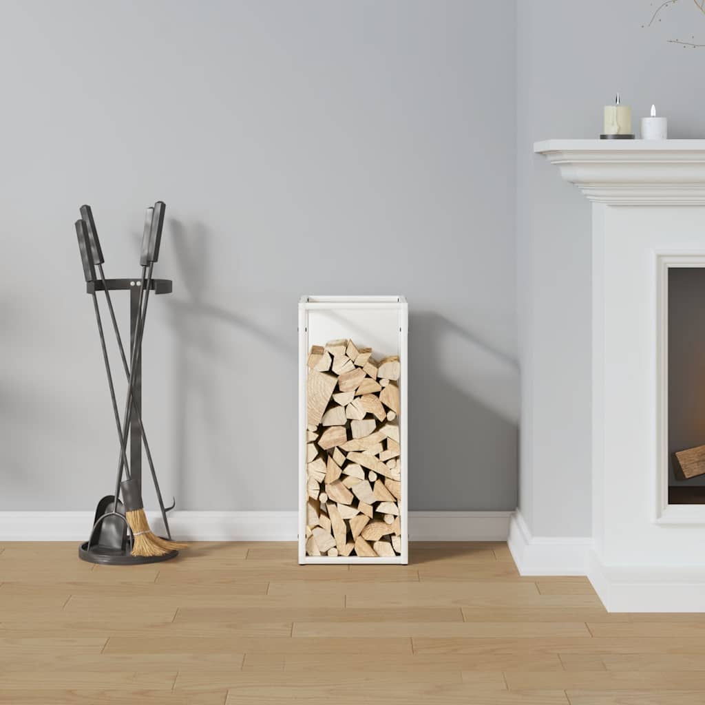 Vedstativ svart 25x25x60 cm kaldvalset stål