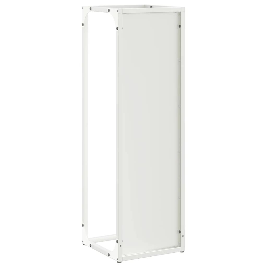 Vedstativ hvit 25x25x80 cm kaldvalset stål
