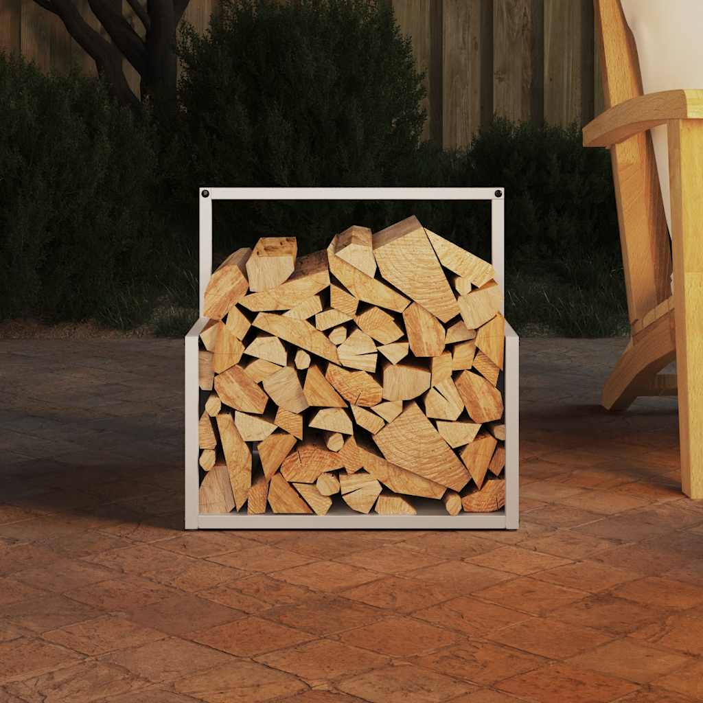 Vedstativ hvit 40x40x40 cm kaldvalset stål