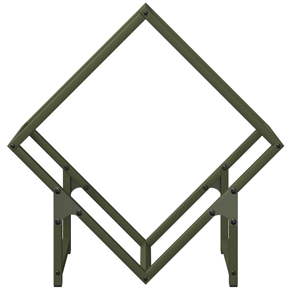 Vedstativ olivengrønn 50x25x50 cm kaldvalset stål