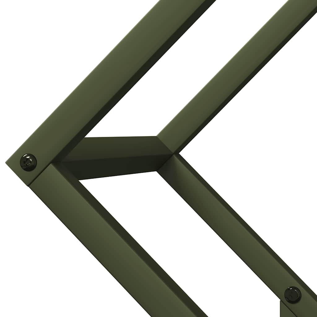 Vedstativ olivengrønn 50x25x50 cm kaldvalset stål