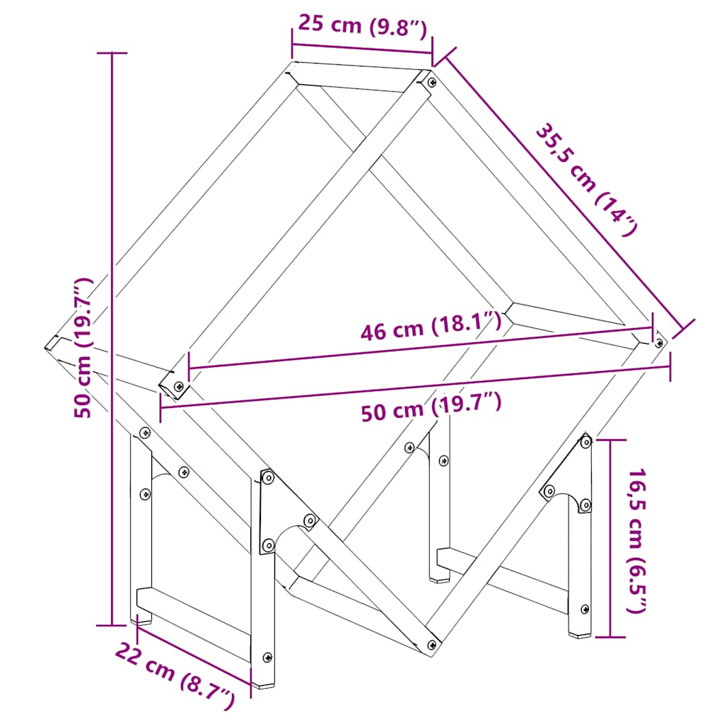 Vedstativ olivengrønn 50x25x50 cm kaldvalset stål