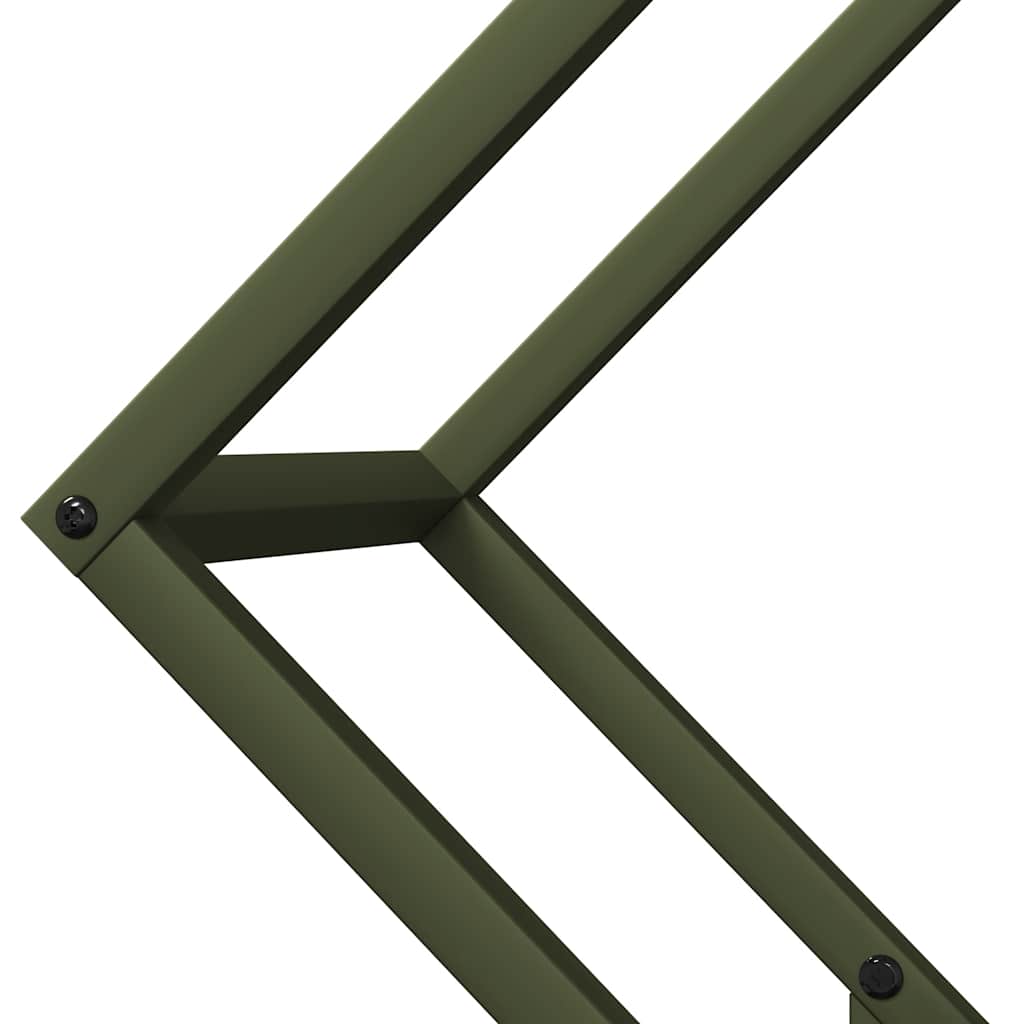 Vedstativ olivengrønn 60x25x60 cm kaldvalset stål