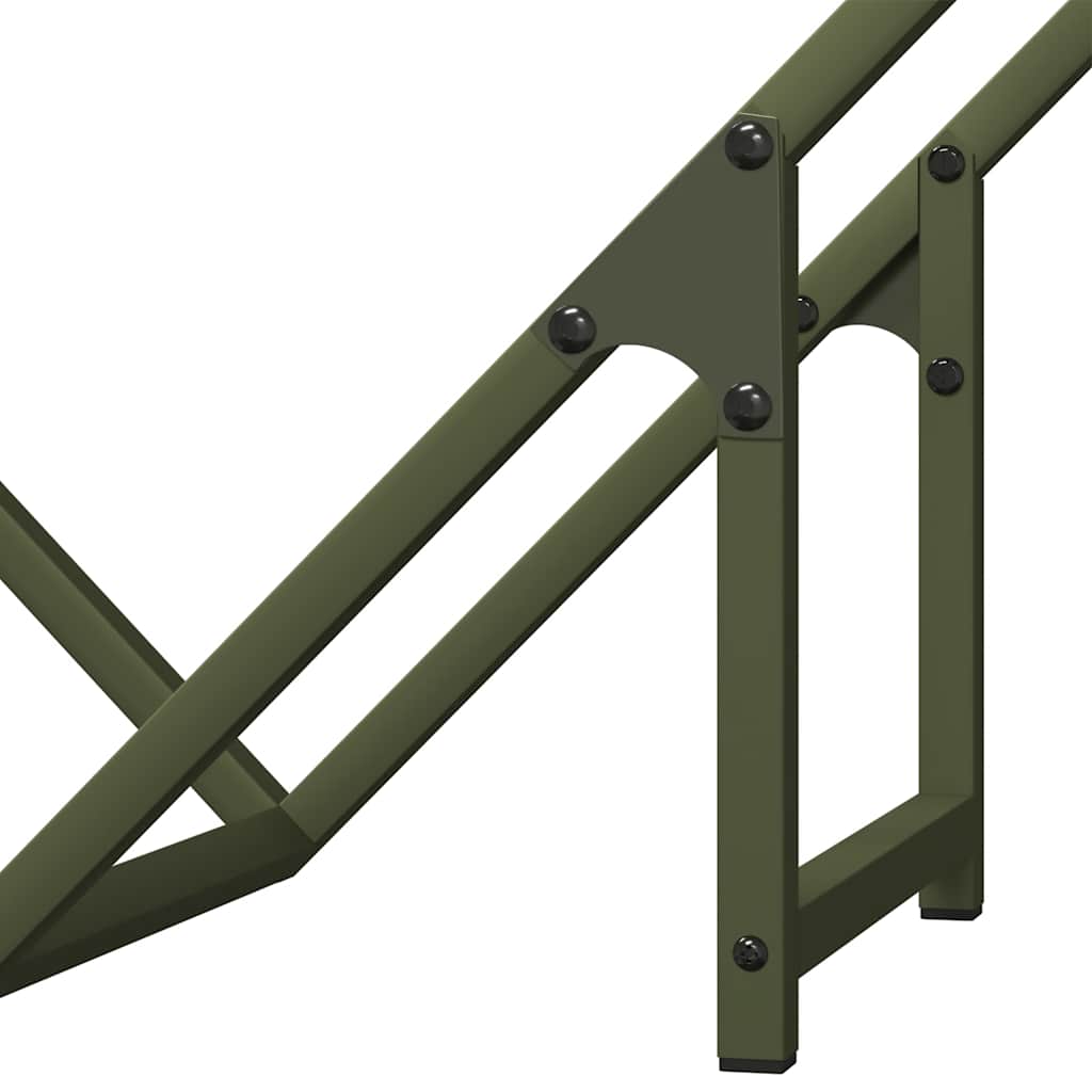 Vedstativ olivengrønn 60x25x60 cm kaldvalset stål