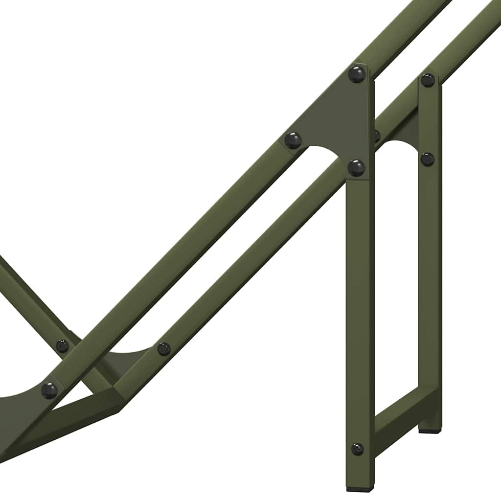 Vedstativ olivengrønn 80x25x80 cm kaldvalset stål