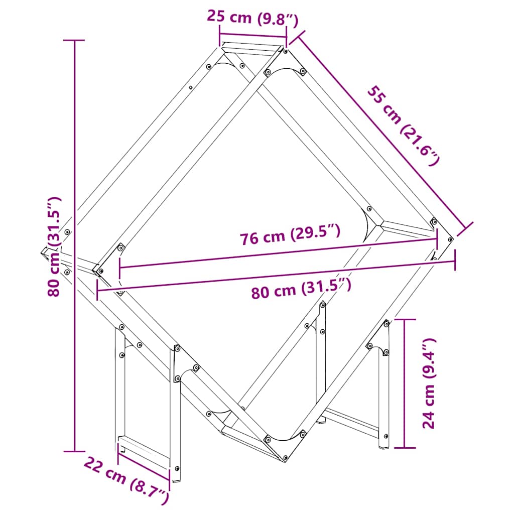 Vedstativ olivengrønn 80x25x80 cm kaldvalset stål
