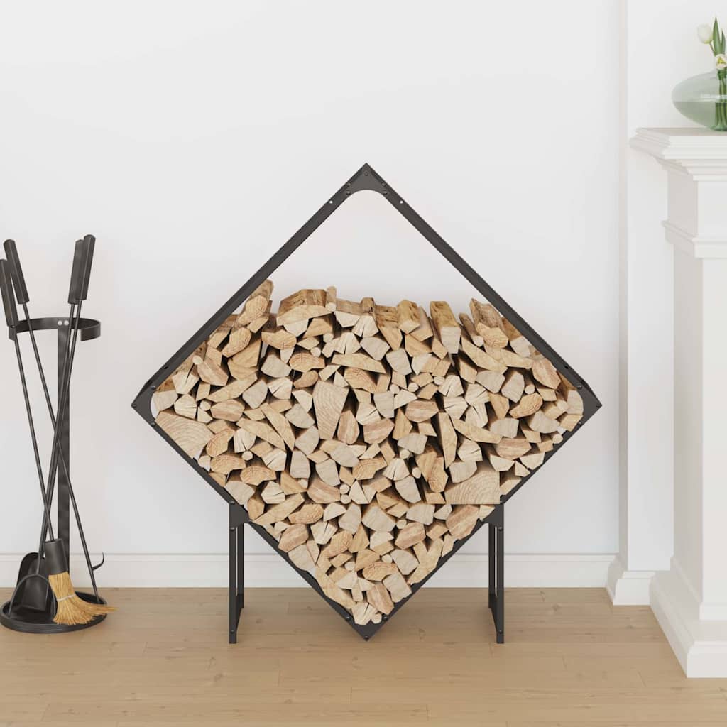 Vedstativ svart 100x25x100 cm kaldvalset stål vidaXL