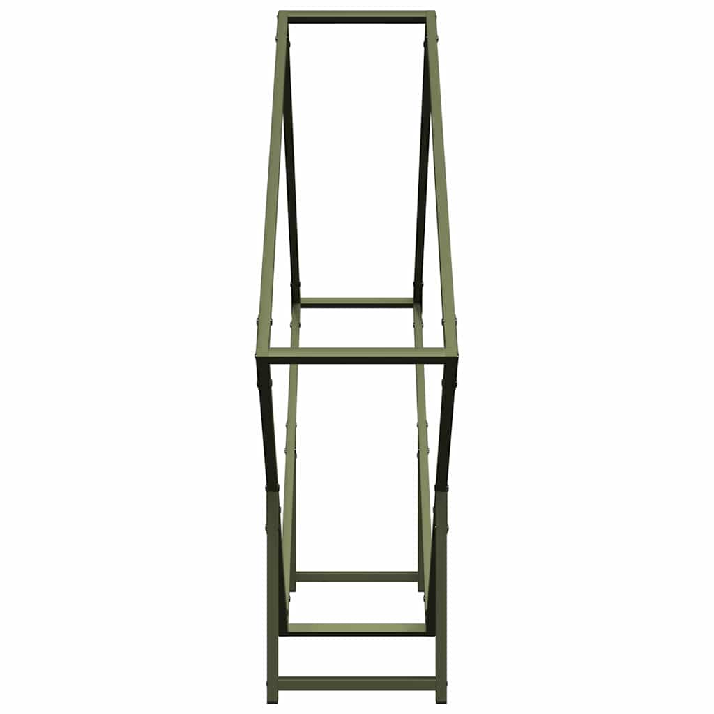 Vedstativ olivengrønn 100x25x100 cm kaldvalset stål