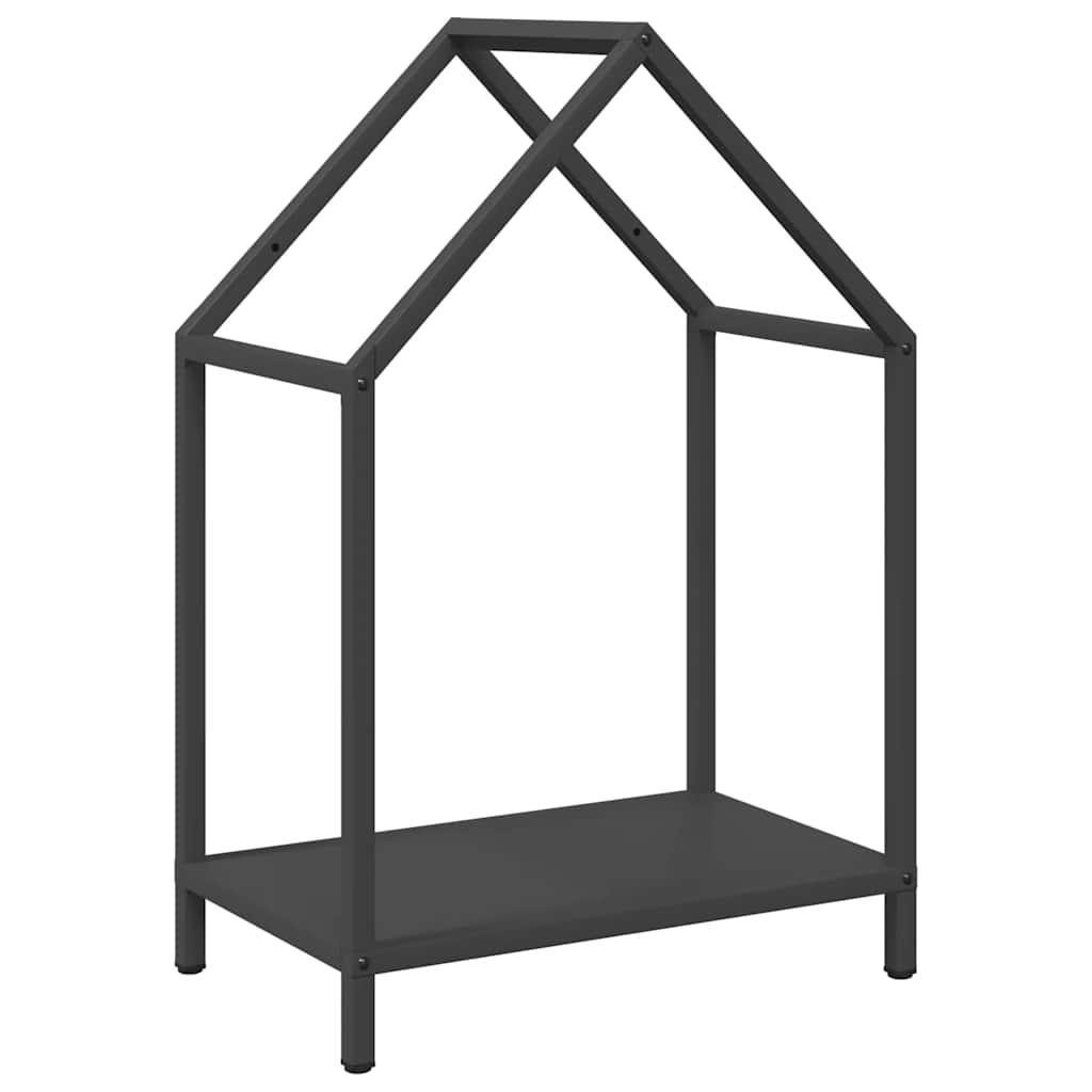 Vedstativ svart 40x25x60 cm kaldvalset stål