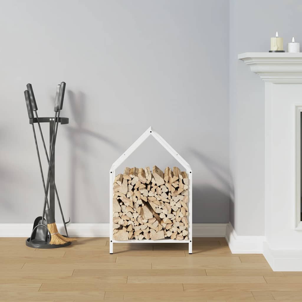 Vedstativ svart 40x25x60 cm kaldvalset stål