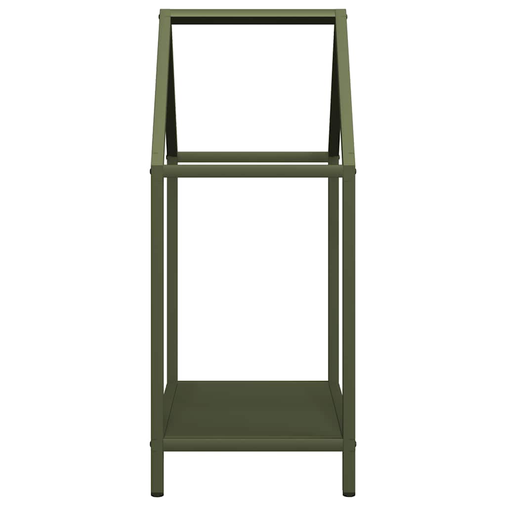 Vedstativ olivengrønn 40x25x60 cm kaldvalset stål