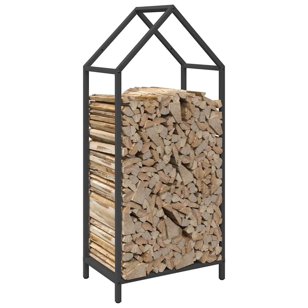 Vedstativ svart 40x25x90 cm kaldvalset stål