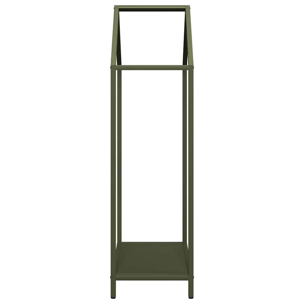 Vedstativ olivengrønn 40x25x90 cm kaldvalset stål