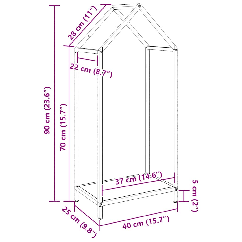 Vedstativ olivengrønn 40x25x90 cm kaldvalset stål