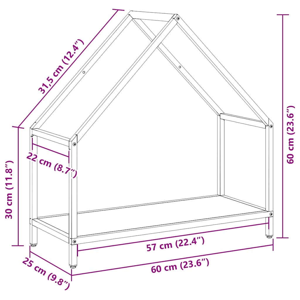 Vedstativ svart 60x25x60 cm kaldvalset stål