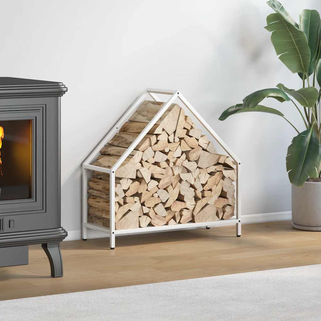 Vedstativ svart 60x25x60 cm kaldvalset stål