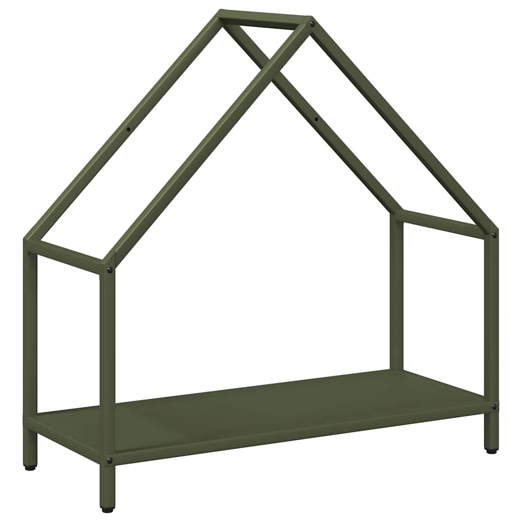 Vedstativ olivengrønn 60x25x60 cm kaldvalset stål
