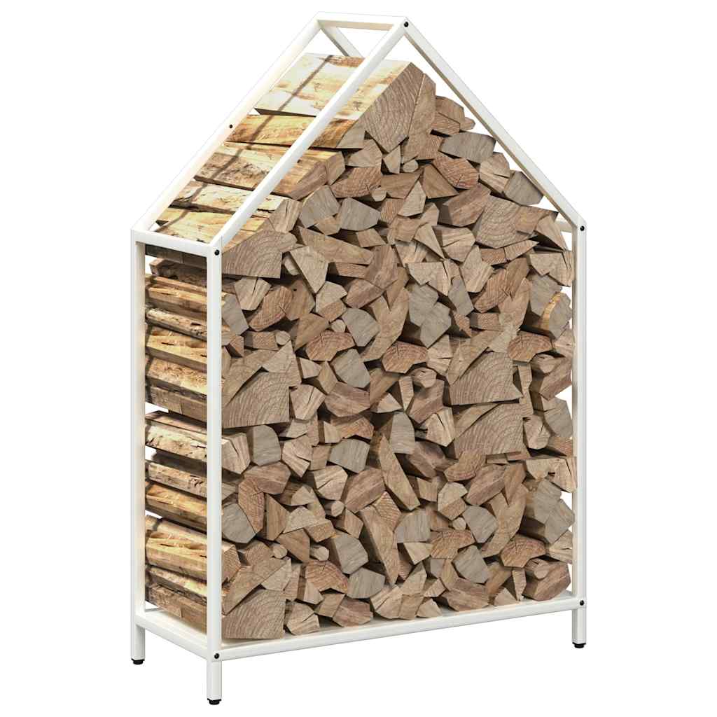 Vedstativ svart 60x25x90 cm kaldvalset stål