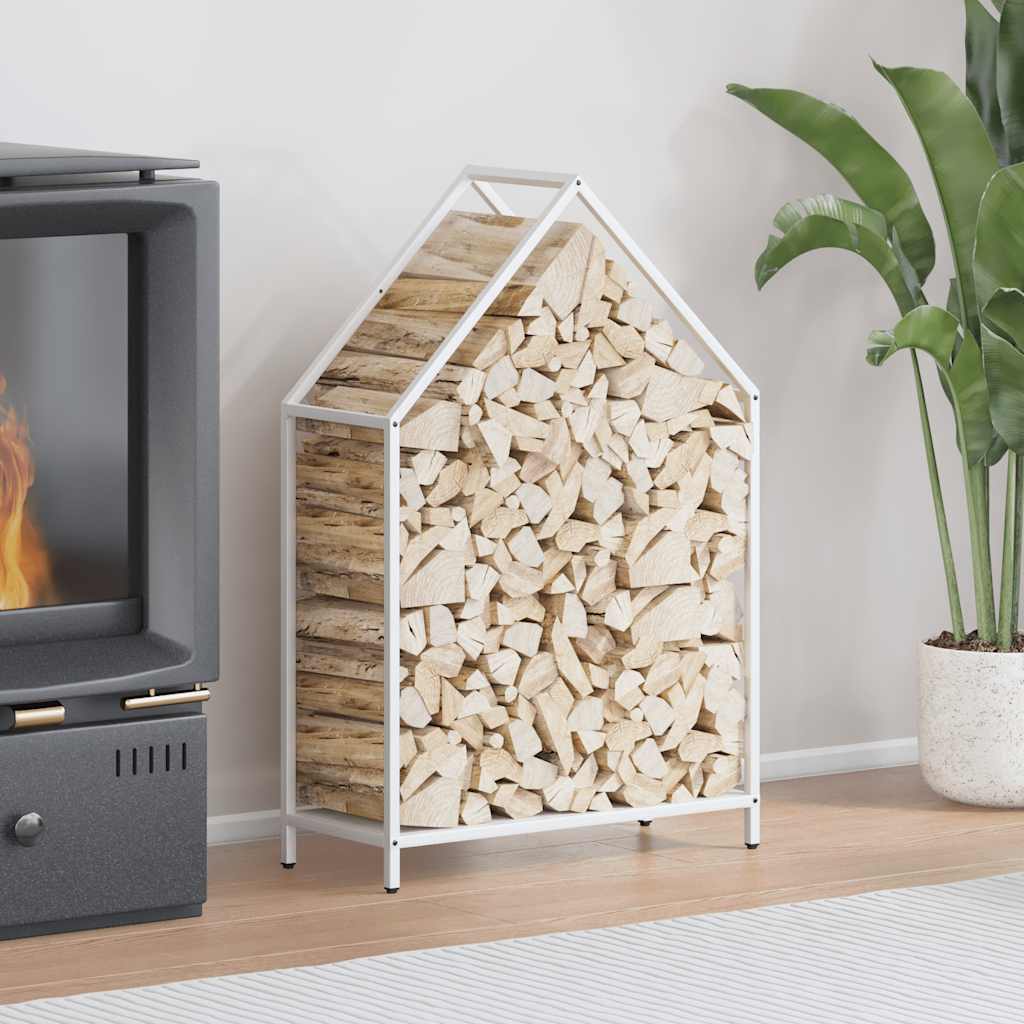 Vedstativ svart 60x25x90 cm kaldvalset stål